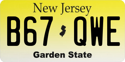 NJ license plate B67QWE