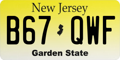 NJ license plate B67QWF