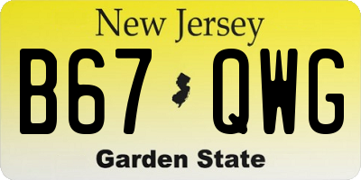 NJ license plate B67QWG
