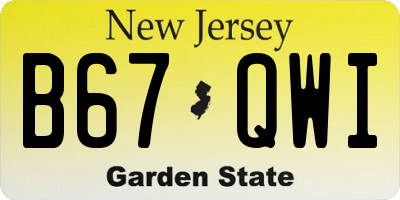 NJ license plate B67QWI