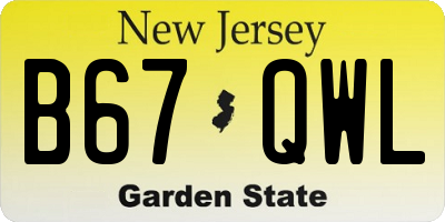 NJ license plate B67QWL