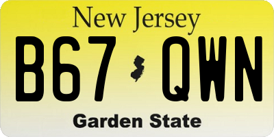 NJ license plate B67QWN