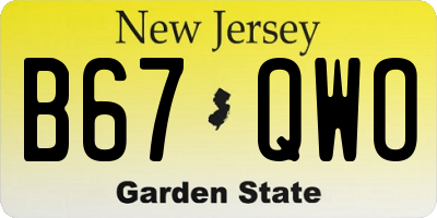 NJ license plate B67QWO