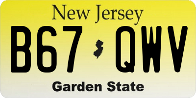 NJ license plate B67QWV