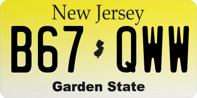 NJ license plate B67QWW