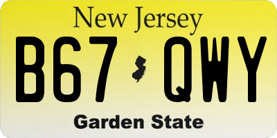 NJ license plate B67QWY