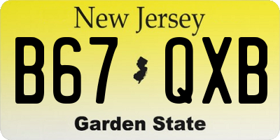 NJ license plate B67QXB