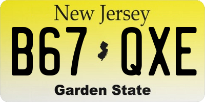 NJ license plate B67QXE