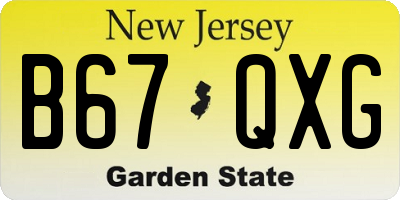 NJ license plate B67QXG