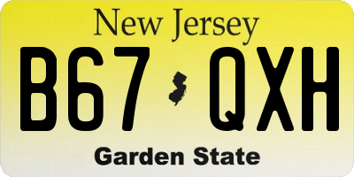 NJ license plate B67QXH