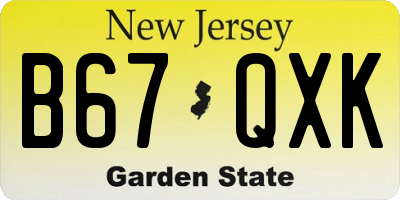 NJ license plate B67QXK
