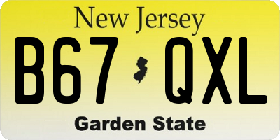 NJ license plate B67QXL