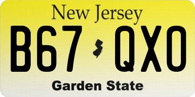 NJ license plate B67QXO