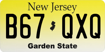 NJ license plate B67QXQ