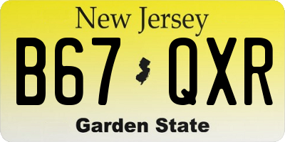 NJ license plate B67QXR