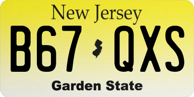 NJ license plate B67QXS