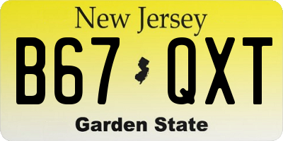 NJ license plate B67QXT