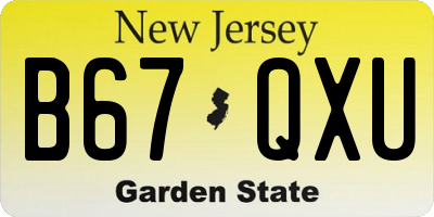 NJ license plate B67QXU