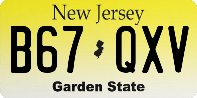 NJ license plate B67QXV