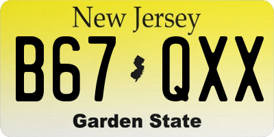 NJ license plate B67QXX