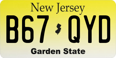 NJ license plate B67QYD