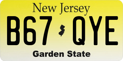 NJ license plate B67QYE
