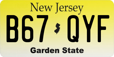 NJ license plate B67QYF