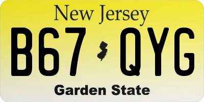 NJ license plate B67QYG