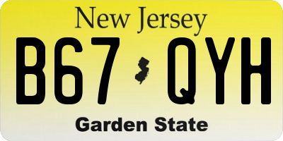 NJ license plate B67QYH