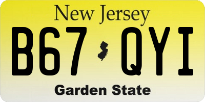 NJ license plate B67QYI