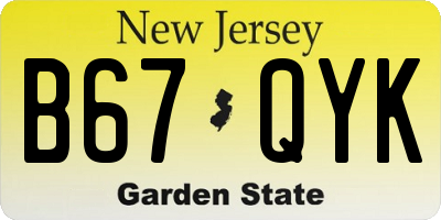 NJ license plate B67QYK