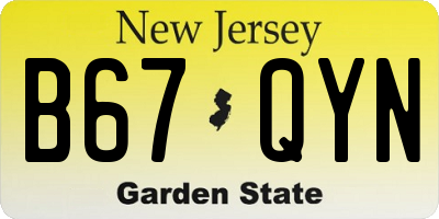 NJ license plate B67QYN