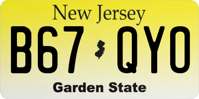 NJ license plate B67QYO