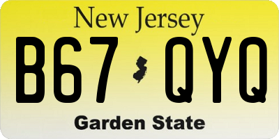 NJ license plate B67QYQ