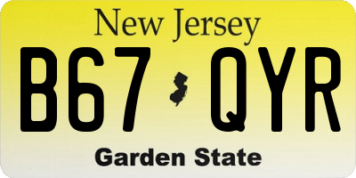 NJ license plate B67QYR