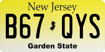 NJ license plate B67QYS