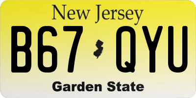 NJ license plate B67QYU