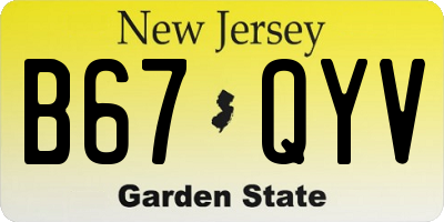 NJ license plate B67QYV