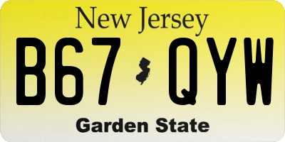 NJ license plate B67QYW