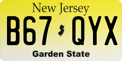 NJ license plate B67QYX