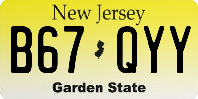 NJ license plate B67QYY