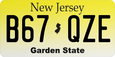 NJ license plate B67QZE