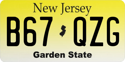 NJ license plate B67QZG