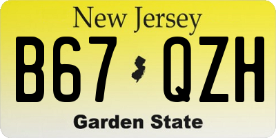 NJ license plate B67QZH
