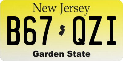 NJ license plate B67QZI