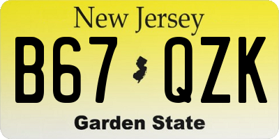NJ license plate B67QZK