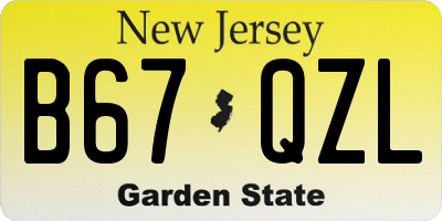 NJ license plate B67QZL