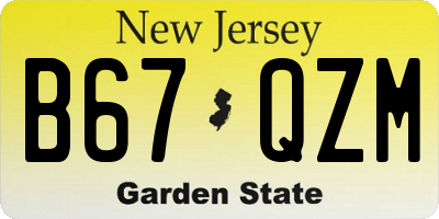 NJ license plate B67QZM