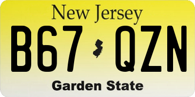 NJ license plate B67QZN