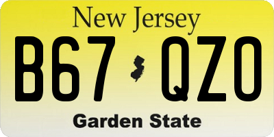 NJ license plate B67QZO